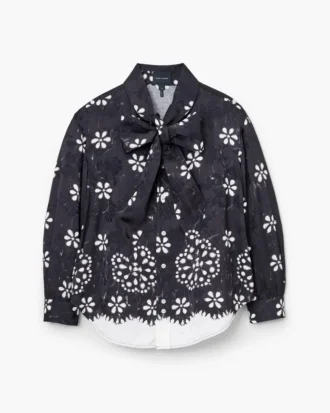 Blusa con lazo y ojales Trompe L’Oeil