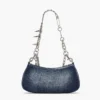 Bolso de hombro con charm de denim desgastado