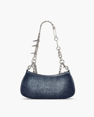 Bolso de hombro con charm de denim desgastado