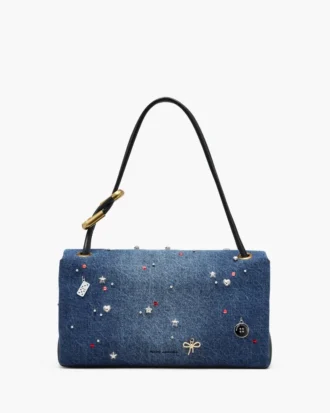 Bolso doble grande de denim con charms