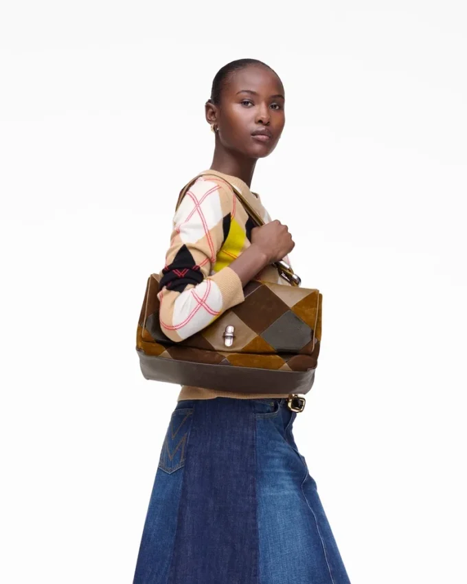 Bolso grande doble de ante con parches Bolso grande doble de ante con parches