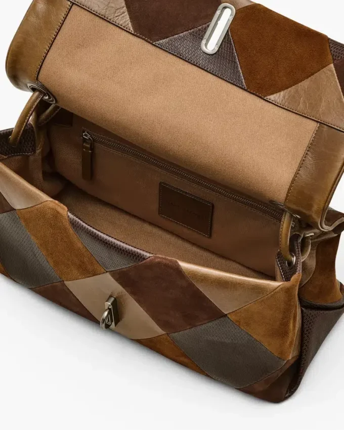 Bolso grande doble de ante con parches Bolso grande doble de ante con parches