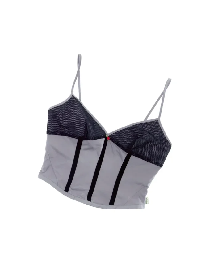 Camiseta deportiva de malla con corsé