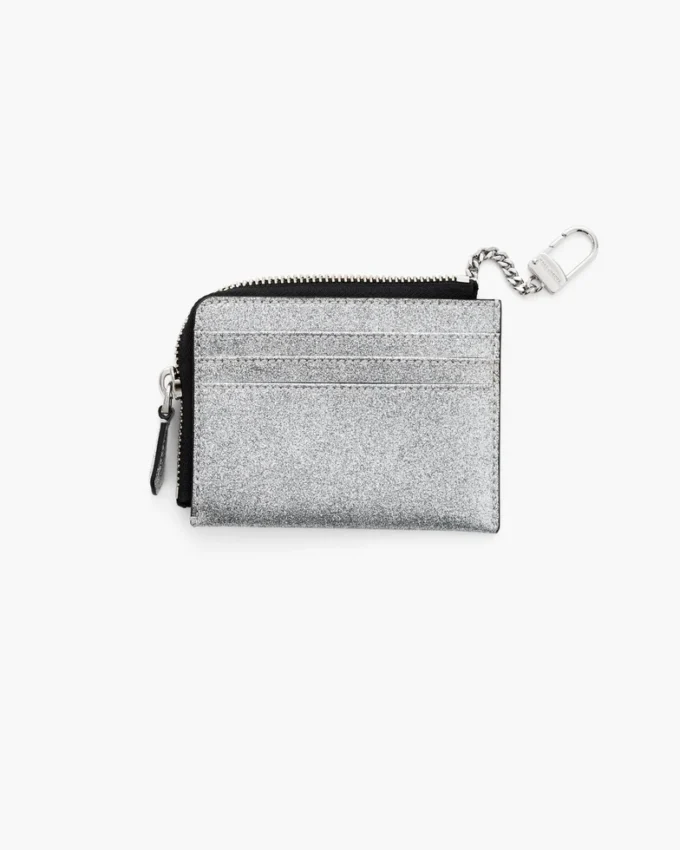 Cartera con cremallera superior recubierta de purpurina para el día a día