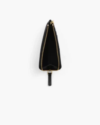 Cartera múltiple con cremallera superior de cuero