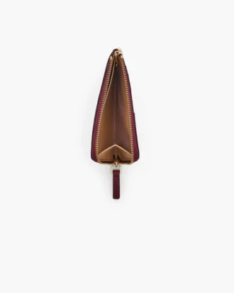 Cartera múltiple con cremallera superior de cuero