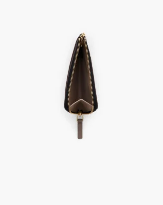 Cartera múltiple con cremallera superior de cuero