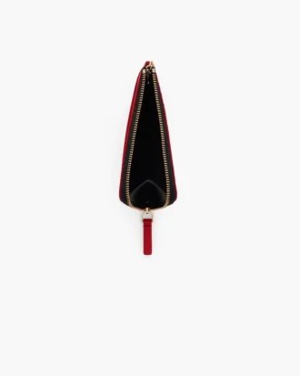 Cartera múltiple con cremallera superior de cuero