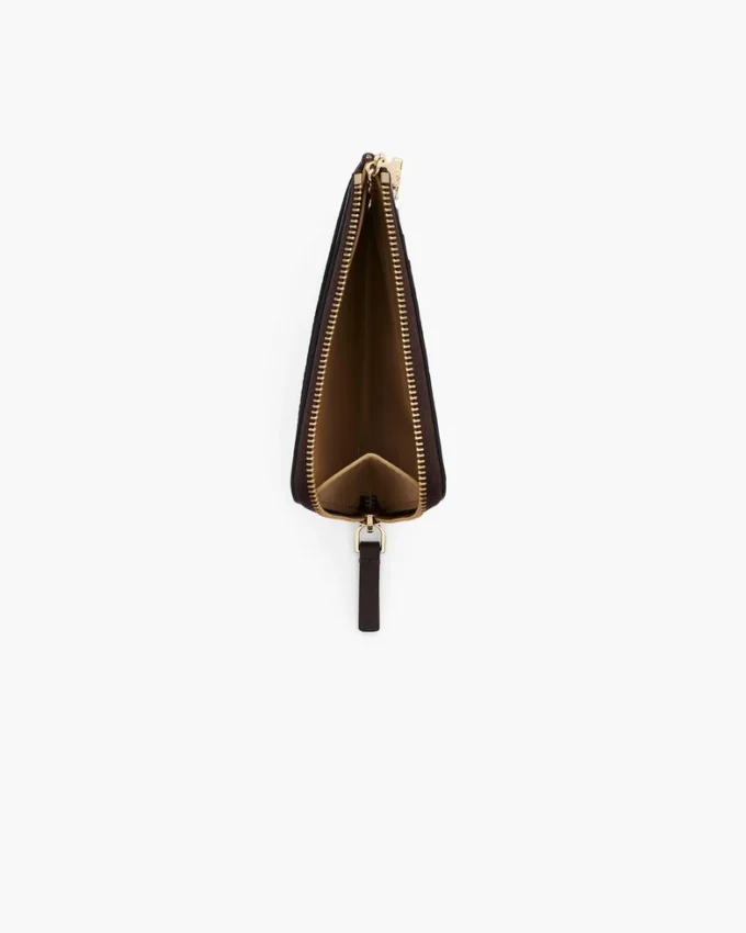Cartera múltiple con cremallera superior de cuero