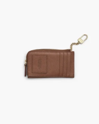 Cartera múltiple con cremallera superior de cuero