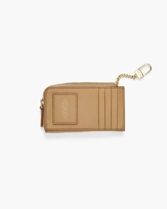 Cartera múltiple con cremallera superior de cuero