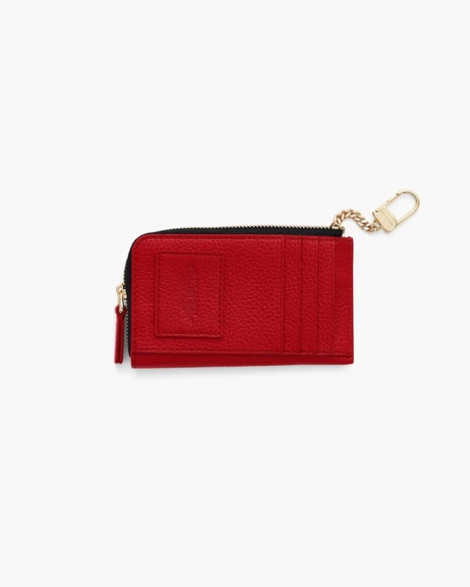Cartera múltiple con cremallera superior de cuero