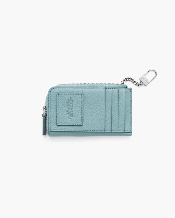 Cartera múltiple con cremallera superior de cuero