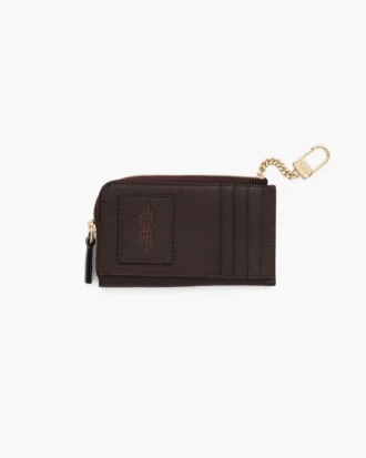 Cartera múltiple con cremallera superior de cuero