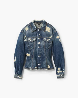 Chaqueta vaquera acampanada con rotos y parches Chaqueta vaquera acampanada con rotos y parches