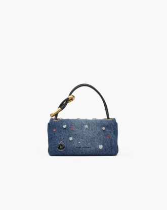 El bolso mini dual de denim con charms El bolso mini dual de denim con charms
