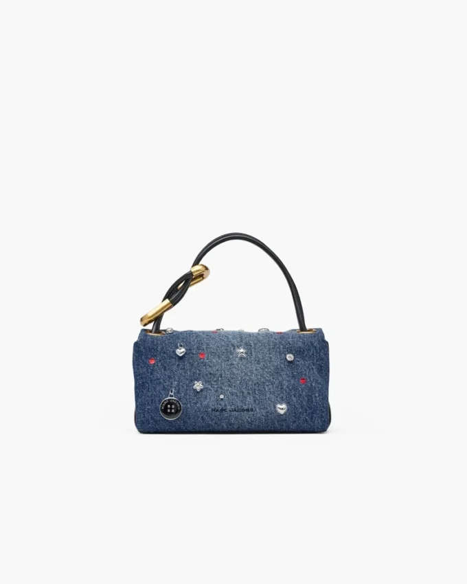 El bolso mini dual de denim con charms El bolso mini dual de denim con charms