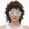 Gafas de sol cuadradas con espejo y logotipo llamativo Gafas de sol cuadradas con espejo y logotipo llamativo