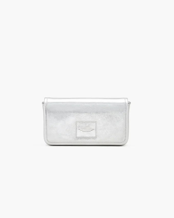 Mini bolso con cadena de cuero metalizado