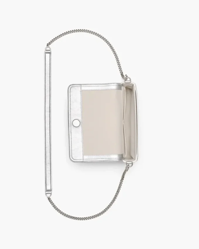 Mini bolso con cadena de cuero metalizado