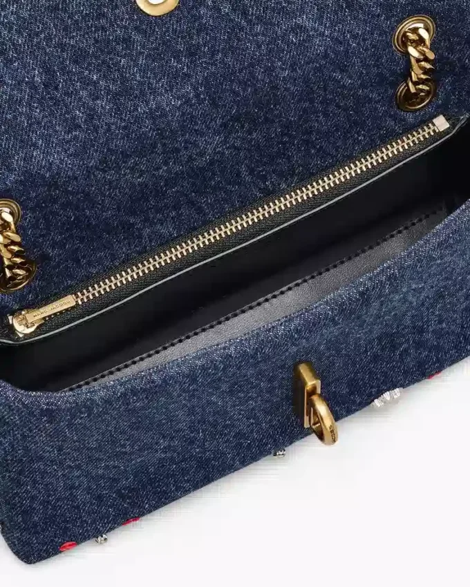 Mini bolso Trinket Charm Denim Dual Chain Mini bolso Trinket Charm Denim Dual Chain