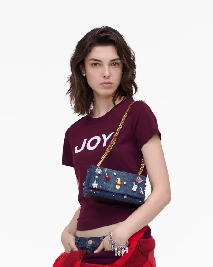 Mini bolso Trinket Charm Denim Dual Chain Mini bolso Trinket Charm Denim Dual Chain
