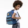 Mochila grande de denim con bloques de color Biker