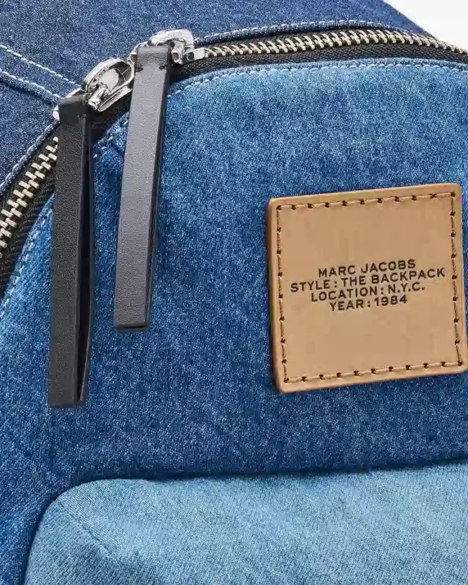 Mochila grande de denim con bloques de color Biker
