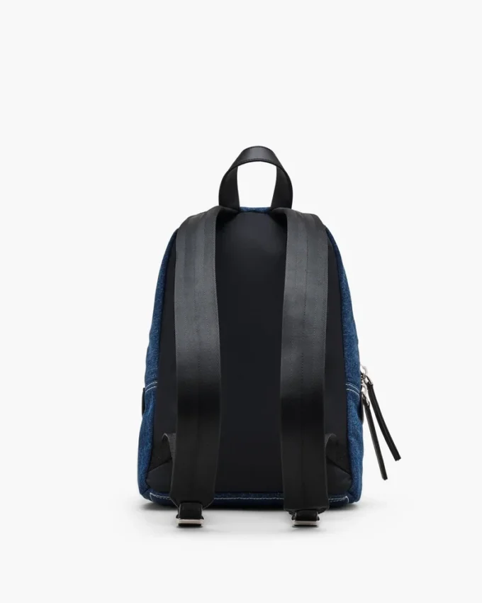 Mochila mediana de denim con bloques de color Biker