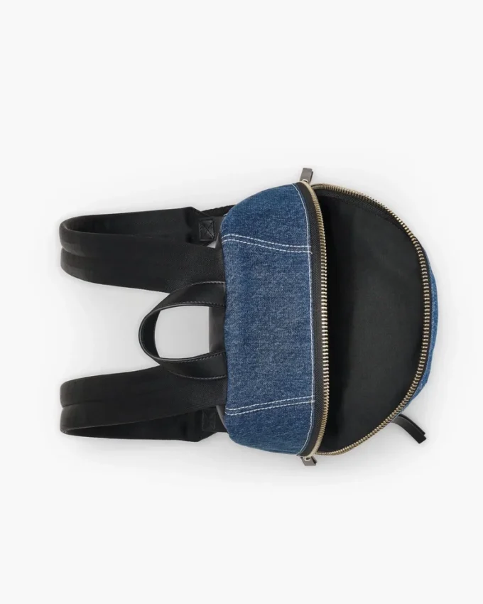 Mochila mediana de denim con bloques de color Biker