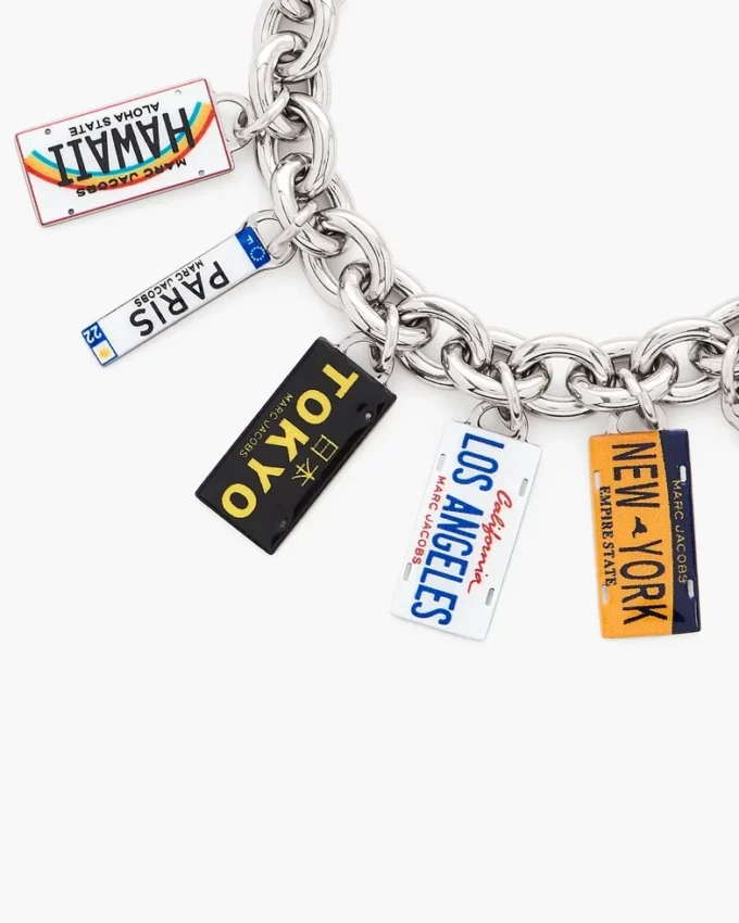 Pulsera con dijes de matrículas de ciudades Pulsera con dijes de matrículas de ciudades