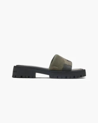 Sandalias con suela de tacos y jacquard de camuflaje