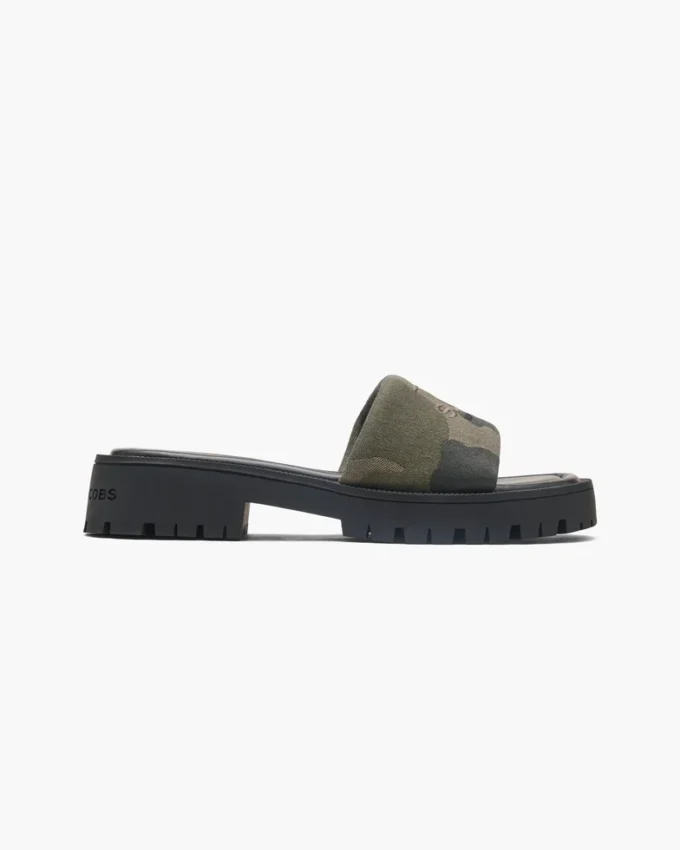 Sandalias con suela de tacos y jacquard de camuflaje
