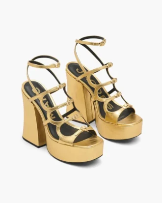 Sandalias de plataforma Kiki de piel metalizada