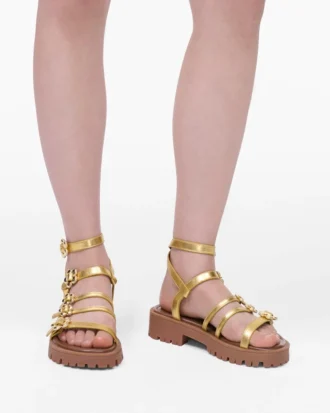 Sandalias gladiadoras Daisy de piel metalizada