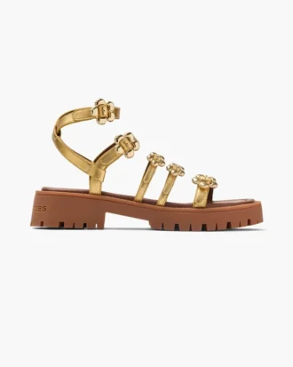 Sandalias gladiadoras Daisy de piel metalizada