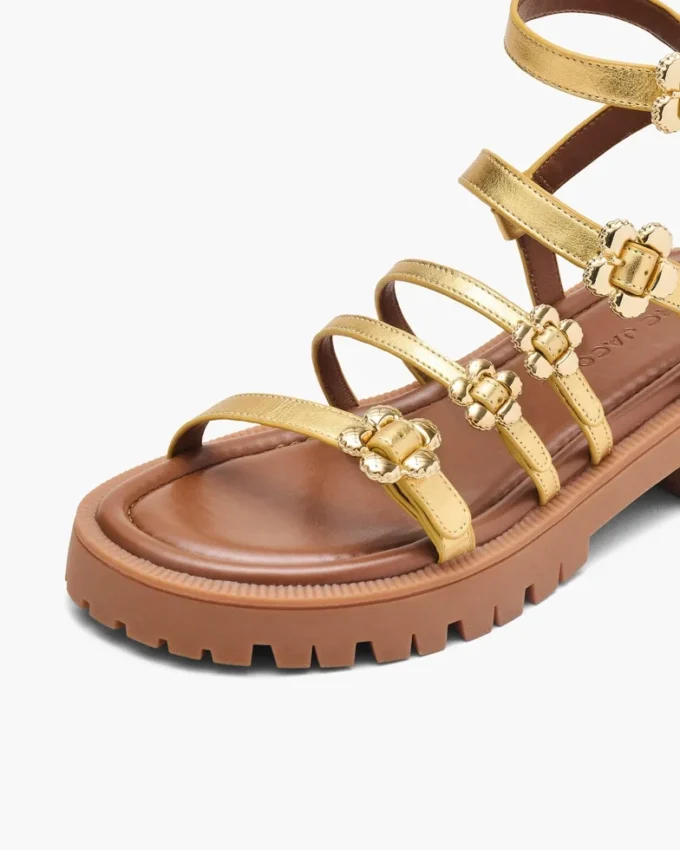 Sandalias gladiadoras Daisy de piel metalizada