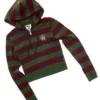 Sudadera con capucha ajustada y cremallera a rayas