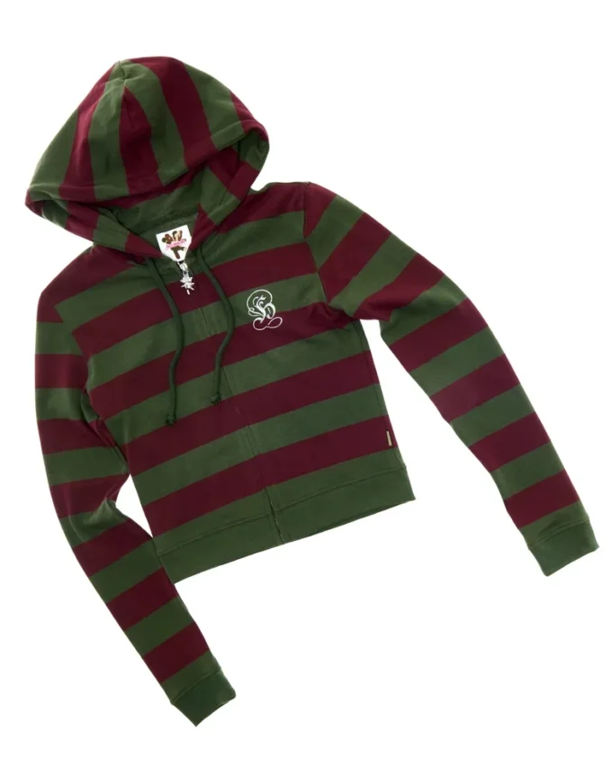 Sudadera con capucha ajustada y cremallera a rayas