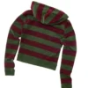 Sudadera con capucha ajustada y cremallera a rayas