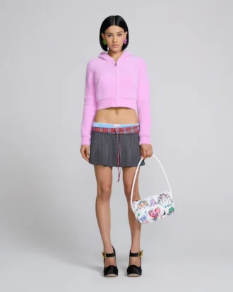 Sudadera con cremallera de punto encogido y peludo Sudadera con cremallera de punto encogido y peludo