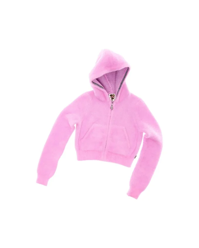 Sudadera con cremallera de punto encogido y peludo