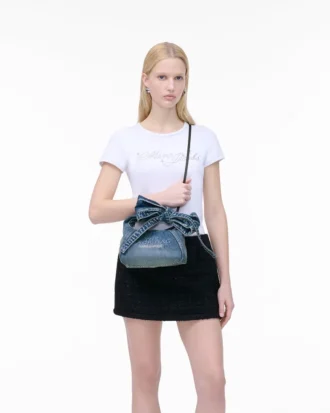 The Sack Bag mini de denim con lazo