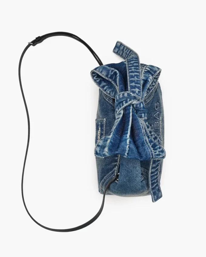 The Sack Bag mini de denim con lazo