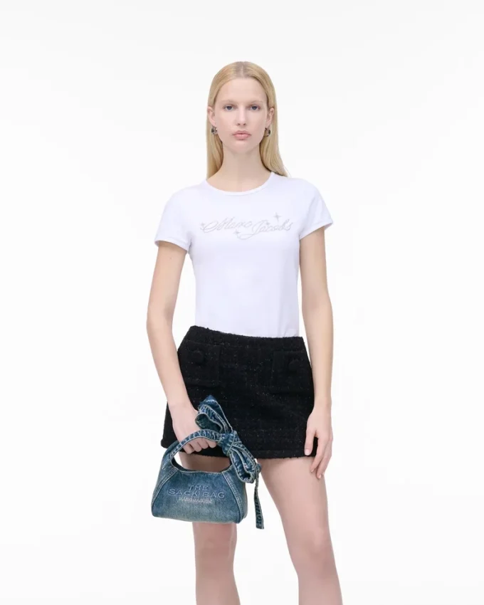 The Sack Bag mini de denim con lazo