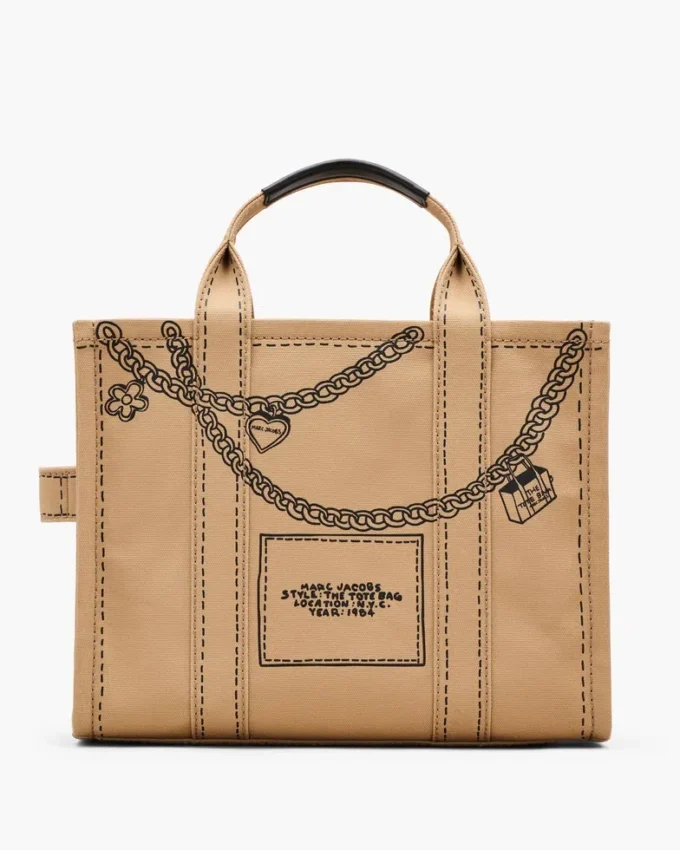 The Tote Bag mediano de lona con charm Trompe L’Oeil