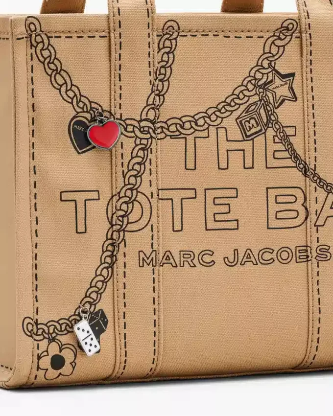 The Tote Bag mediano de lona con charm Trompe L’Oeil