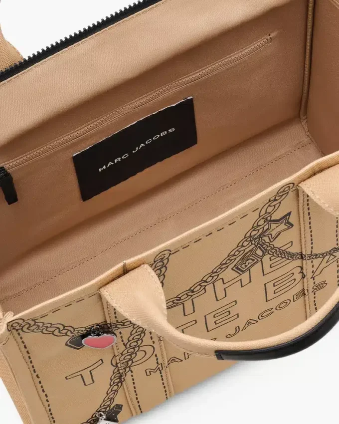 The Tote Bag mediano de lona con charm Trompe L’Oeil