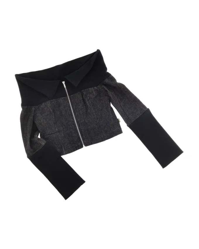 Top de denim y canalé