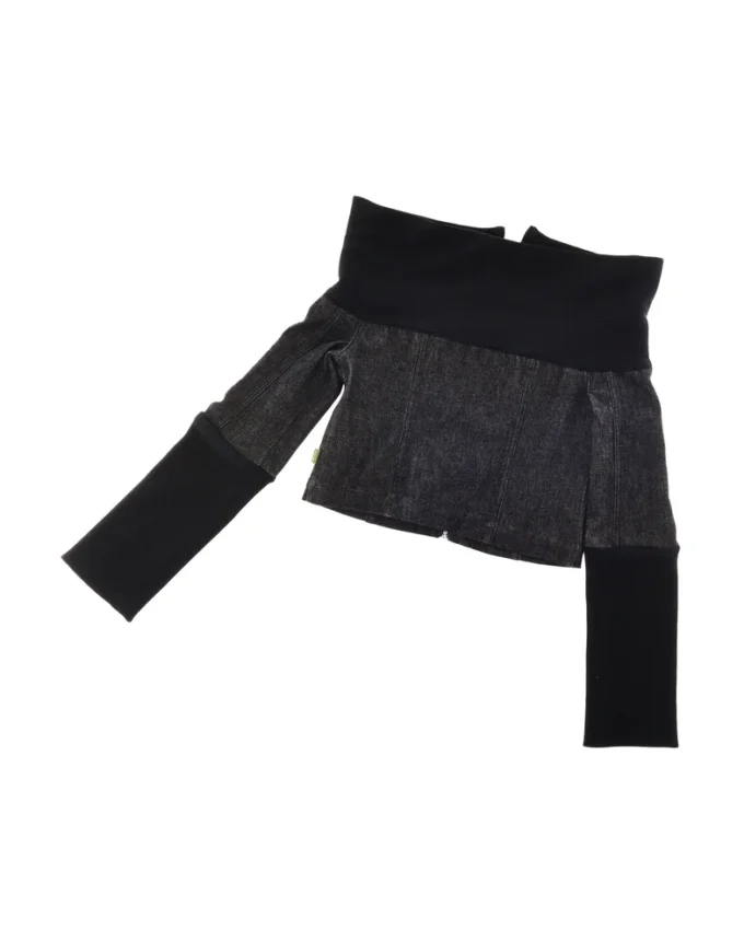 Top de denim y canalé
